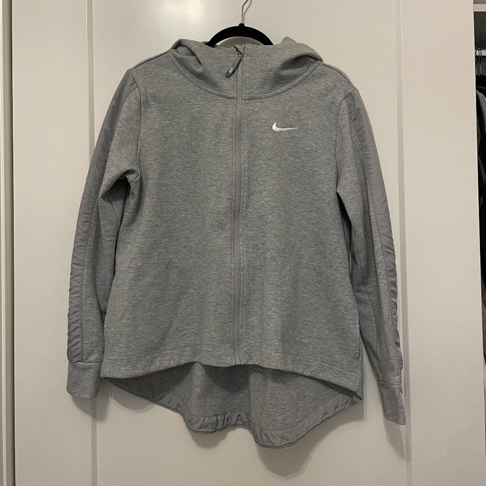 Nike Womens Zip-up Hoodie Sweatshirt Long Sleeve Oversize Grey Size Large